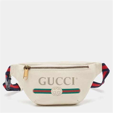 gucci men's logo leather belt bag - white|gucci belt bag 2 pouches.